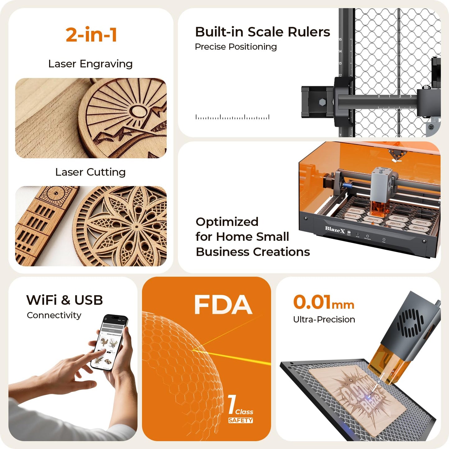 BlazeX M3 10W Beginner-Friendly Precision Laser Engraver with Enclosure